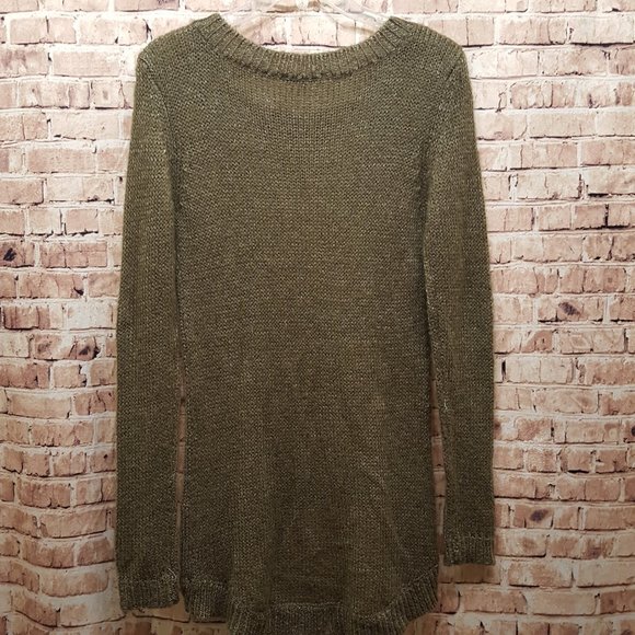 BB Dakota Pullover Sweater Brown Textured Long Sleeve Hi-Low Size Small - Picture 7 of 12